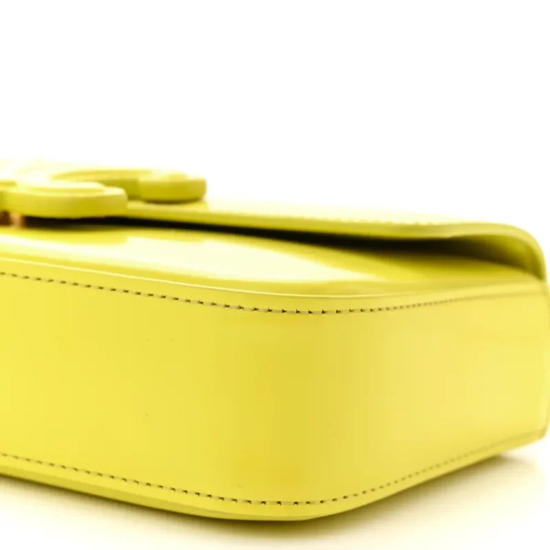 CELINE SMALL CUIR TRIOMPHE CHAIN SHOULDER BAG ANIS SHINY CALFSKIN LEATHER GOLD HARDWARE - Image 5
