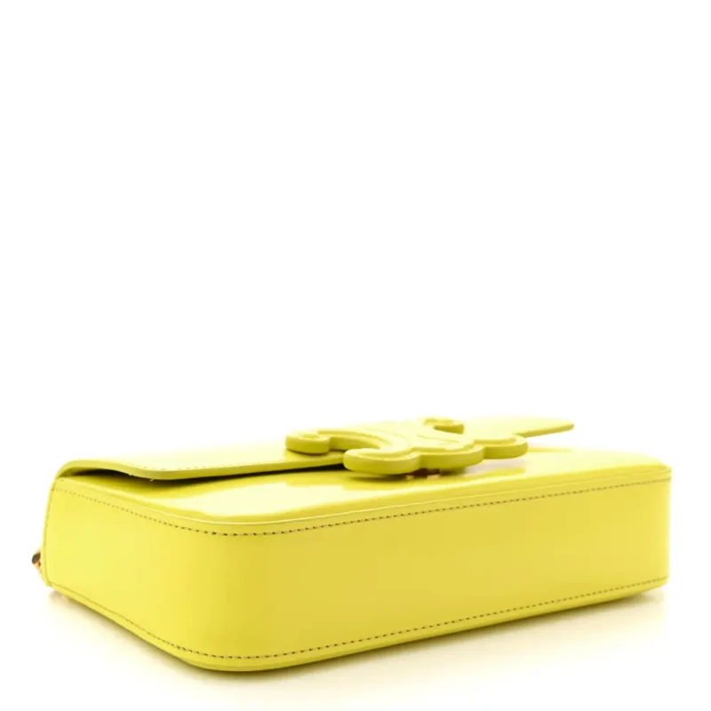 CELINE SMALL CUIR TRIOMPHE CHAIN SHOULDER BAG ANIS SHINY CALFSKIN LEATHER GOLD HARDWARE - Image 6