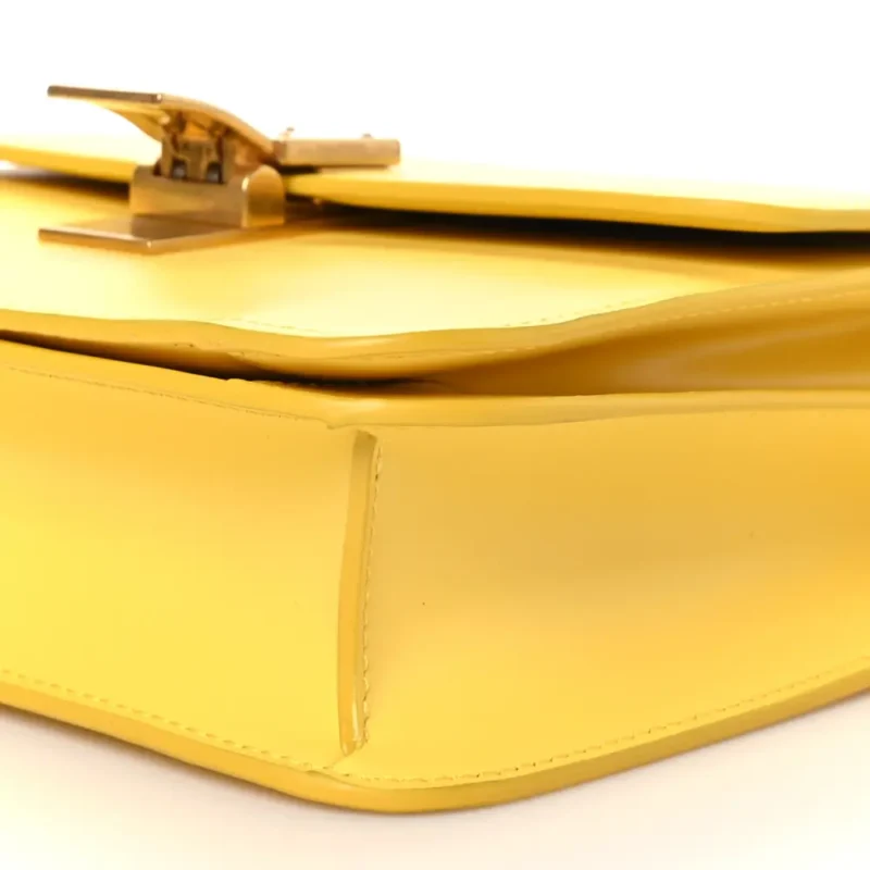 CELINE SMALL TEEN CLASSIC BOX FLAP BAG YELLOW BOX CALFSKIN LEATHER GOLD HARDWARE - Image 5