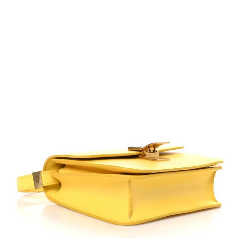 CELINE SMALL TEEN CLASSIC BOX FLAP BAG YELLOW BOX CALFSKIN LEATHER GOLD HARDWARE - Image 6