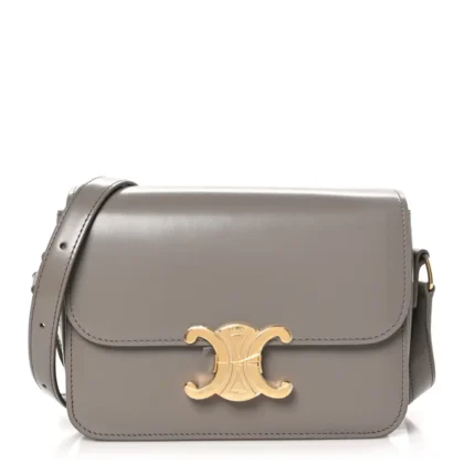 CELINE SMALL TEEN TRIOMPHE BAG PEBBLE SHINY CALFSKIN LEATHER GOLD HARDWARE