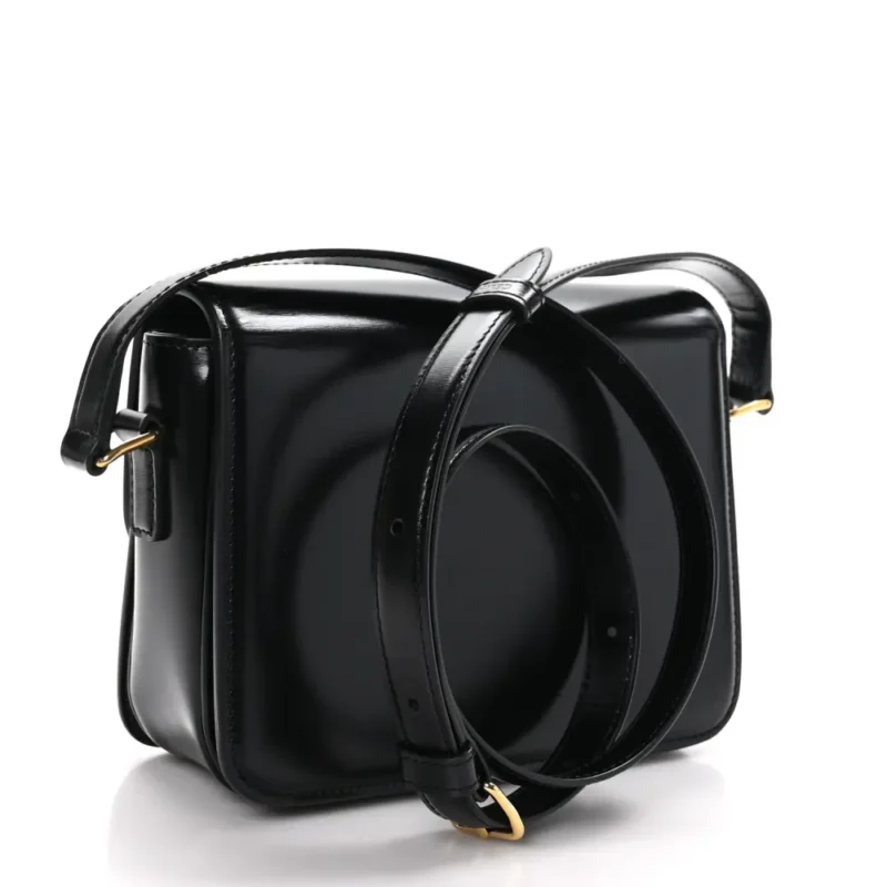 CELINE SMALL TRIOMPHE BAG BLACK SHINY CALFSKIN LEATHER GOLD HARDWARE - Image 3