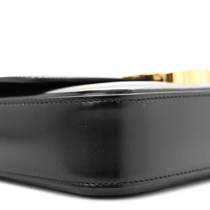 CELINE SMALL TRIOMPHE CHAIN SHOULDER BAG BLACK SHINY CALFSKIN LEATHER GOLD HARDWARE - Image 4