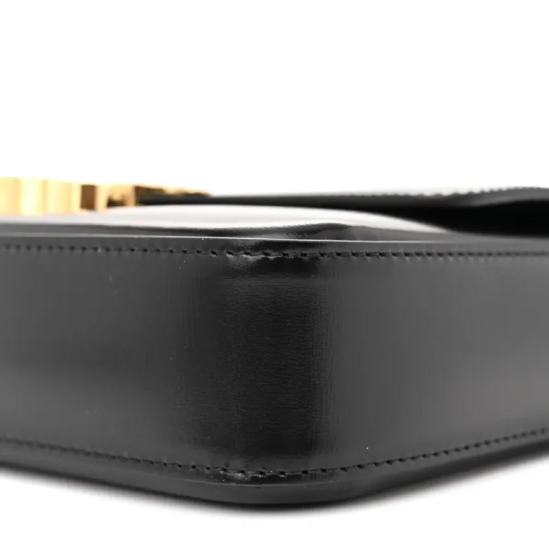 CELINE SMALL TRIOMPHE CHAIN SHOULDER BAG BLACK SHINY CALFSKIN LEATHER GOLD HARDWARE - Image 5