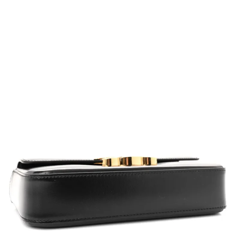 CELINE SMALL TRIOMPHE CHAIN SHOULDER BAG BLACK SHINY CALFSKIN LEATHER GOLD HARDWARE - Image 6
