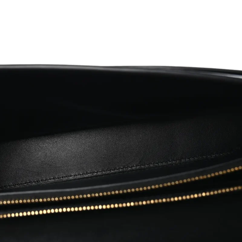 CELINE SMALL TRIOMPHE CHAIN SHOULDER BAG BLACK SHINY CALFSKIN LEATHER GOLD HARDWARE - Image 7