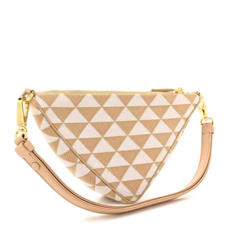 PRADA MINI TRIANGOLO SYMBOLE EMBROIDERED TRIANGLE BAG CORDA TALCO JACQUARD CANVAS GOLD HARDWARE - Image 3