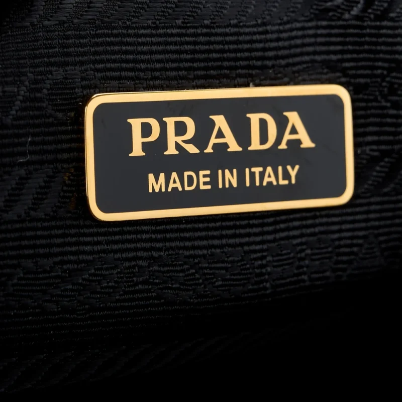 PRADA MINI TRIANGOLO SYMBOLE EMBROIDERED TRIANGLE DOUBLE BAG BLACK/CORDA JACQUARD CALFSKIN LEATHER GOLD HARDWARE - Image 2