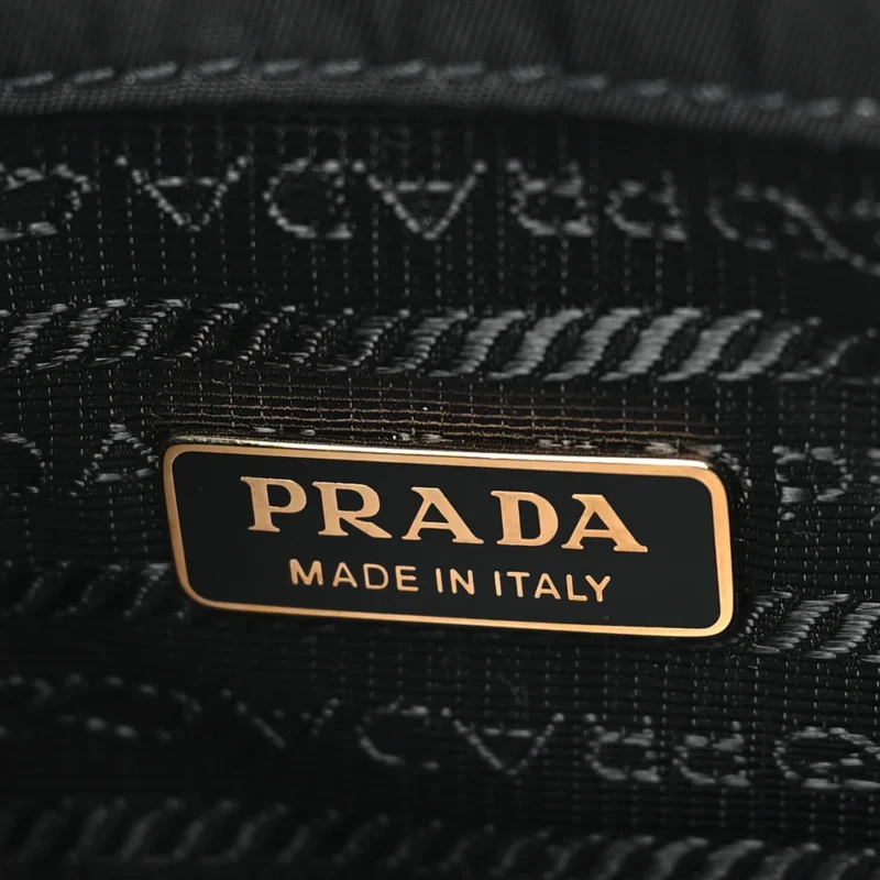 PRADA MINI RE-EDITION 1978 BUCKET BAG BLACK RE-NYLON & SAFFIANO LEATHER GOLD HARDWARE - Image 2