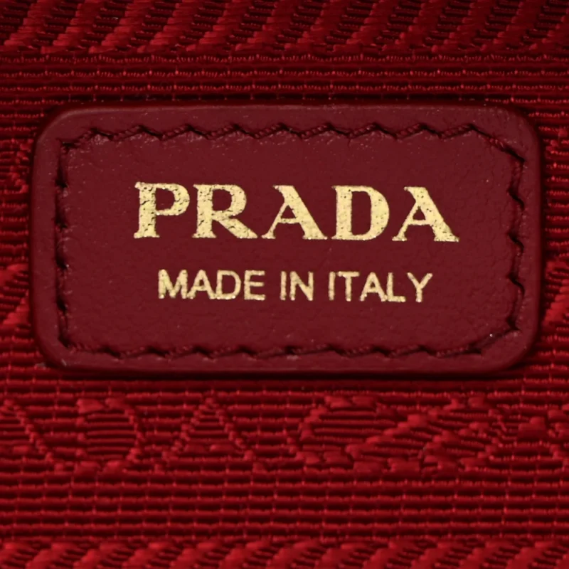 PRADA MINI METAL TRIANGLE LOGO POUCH WITH HANDLE BLACK VERNICE LEATHER GOLD HARDWARE - Image 2
