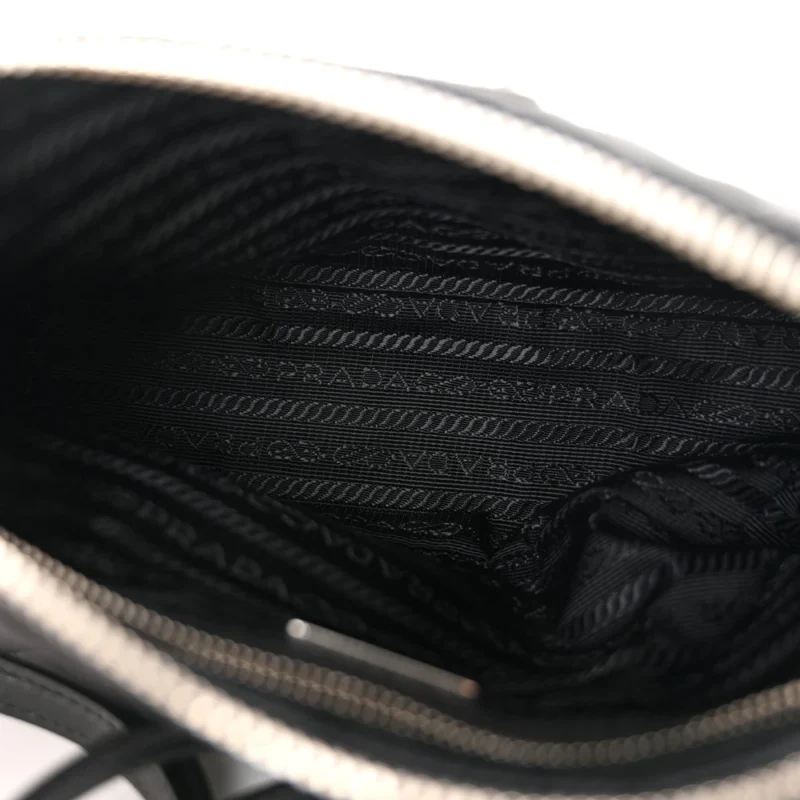 PRADA SMALL CROSSBODY BAG BLACK QUILTED NYLON TESSUTO IMPUNTU SILVER HARDWARE - Image 7