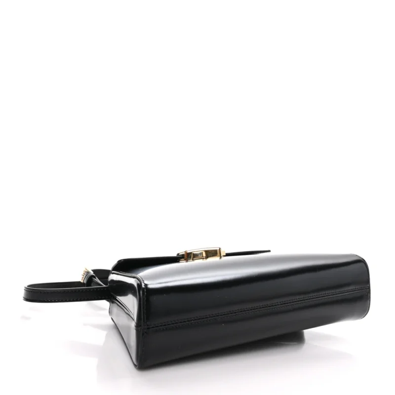 PRADA MEDIUM FLAP SHOULDER BAG BLACK SPAZZOLATO LEATHER GOLD HARDWARE - Image 6
