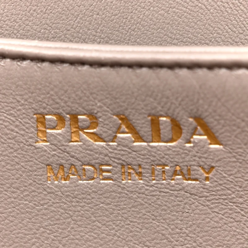 PRADA MINI SOFT ZIPPERED SHOULDER BAG CLAY GREY VITELLO DAINO LEATHER GOLD HARDWARE - Image 2
