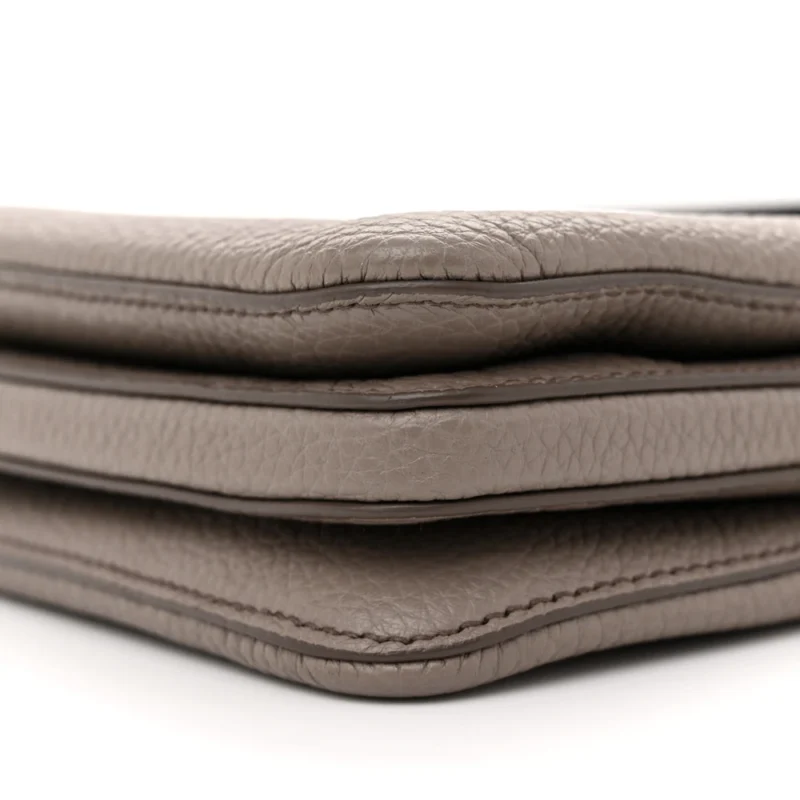 PRADA MINI SOFT ZIPPERED SHOULDER BAG CLAY GREY VITELLO DAINO LEATHER GOLD HARDWARE - Image 5