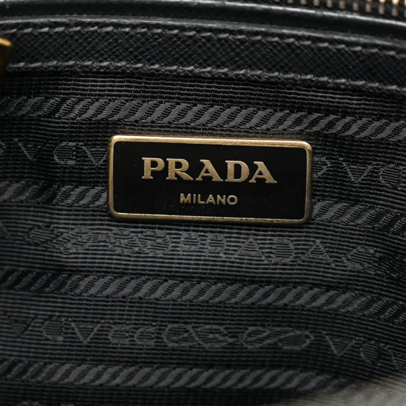PRADA SMALL GALLERIA DOUBLE ZIP TOTE BLACK SAFFIANO LEATHER BRASS HARDWARE - Image 2