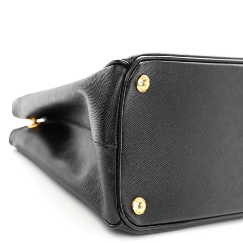 PRADA SMALL GALLERIA DOUBLE ZIP TOTE BLACK SAFFIANO LEATHER BRASS HARDWARE - Image 4
