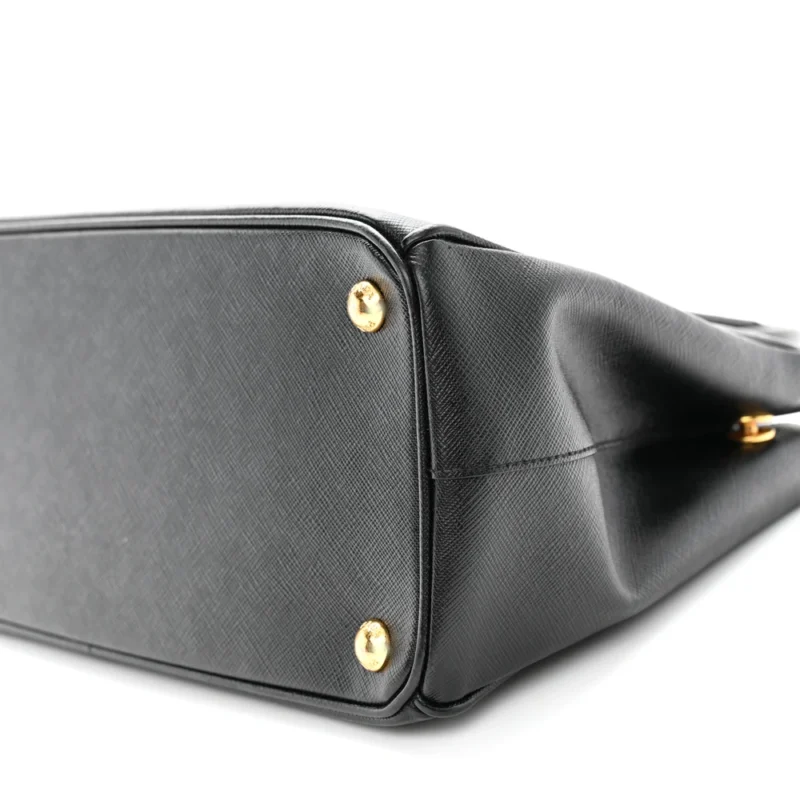 PRADA SMALL GALLERIA DOUBLE ZIP TOTE BLACK SAFFIANO LEATHER BRASS HARDWARE - Image 5