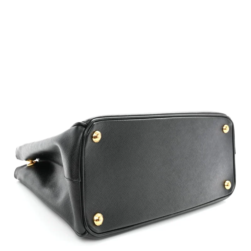 PRADA SMALL GALLERIA DOUBLE ZIP TOTE BLACK SAFFIANO LEATHER BRASS HARDWARE - Image 6