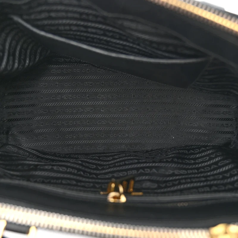 PRADA SMALL GALLERIA DOUBLE ZIP TOTE BLACK SAFFIANO LEATHER BRASS HARDWARE - Image 7