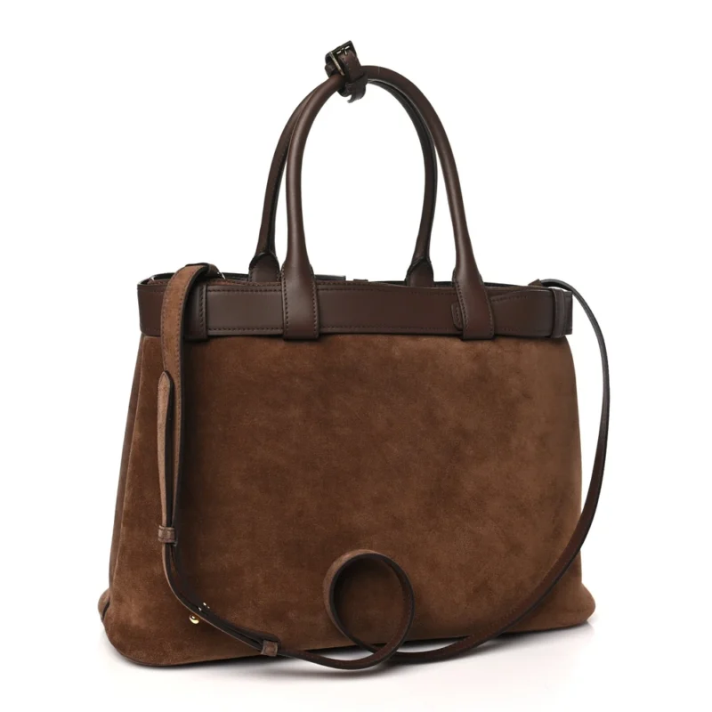 PRADA LARGE DOUBLE BELT TOTE CACAO SCAMOSCIATO SUEDE LEATHER - Image 3