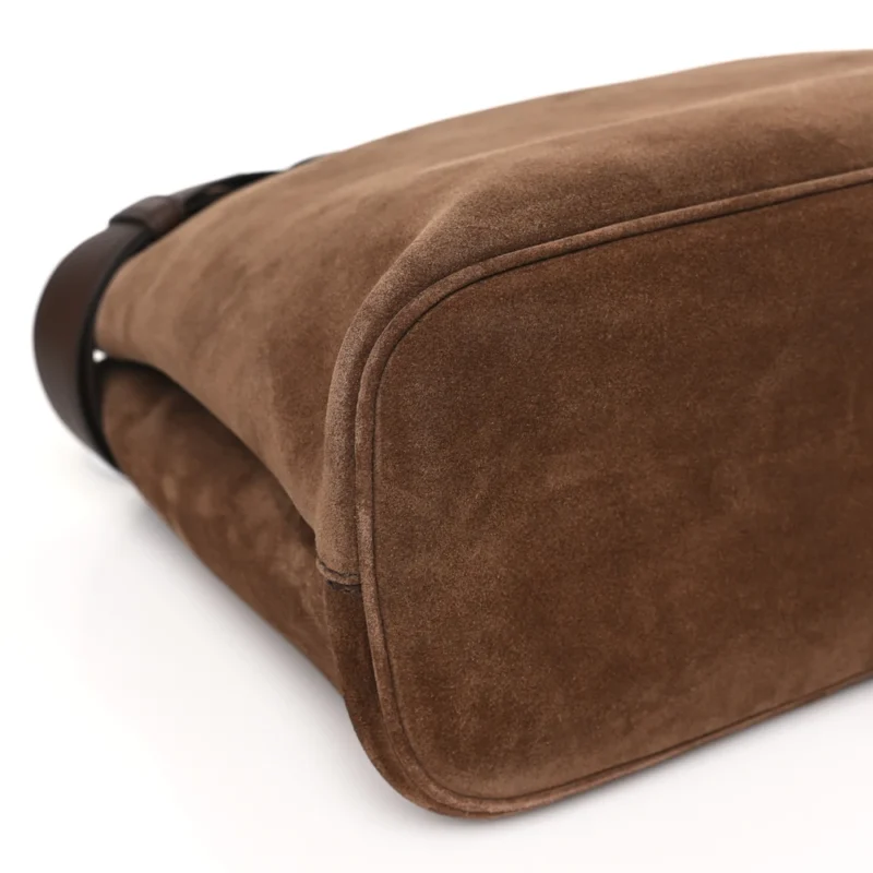 PRADA LARGE DOUBLE BELT TOTE CACAO SCAMOSCIATO SUEDE LEATHER - Image 4