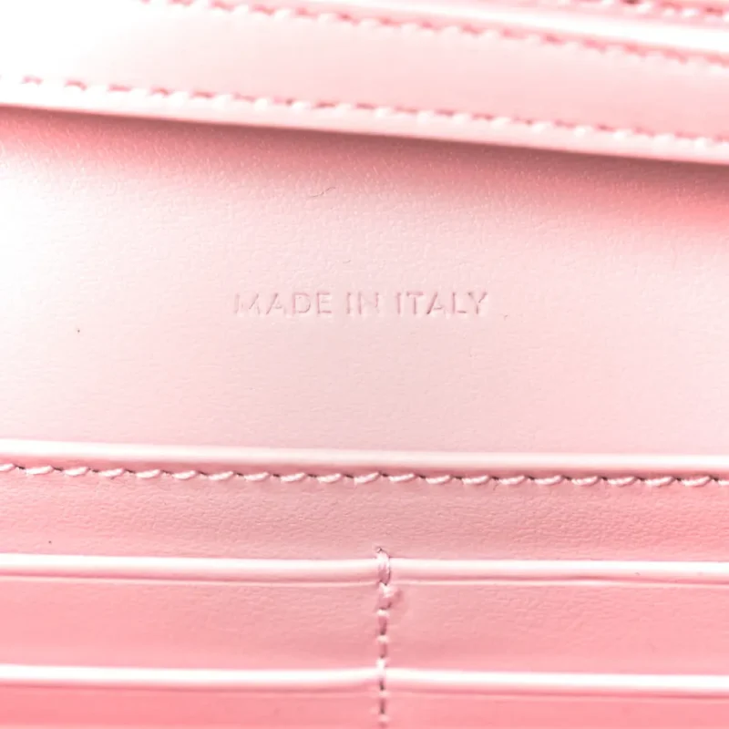 CELINE TRIOMPHE MARGO WALLET ON CHAIN PASTEL PINK SHINY CALFSKIN LEATHER GOLD HARDWARE - Image 8
