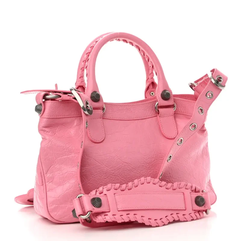 BALENCIAGA MINI NEO CAGOLE SHOULDER BAG CANDY PINK AGNEAU ARENA LEATHER SILVER HARDWARE - Image 3