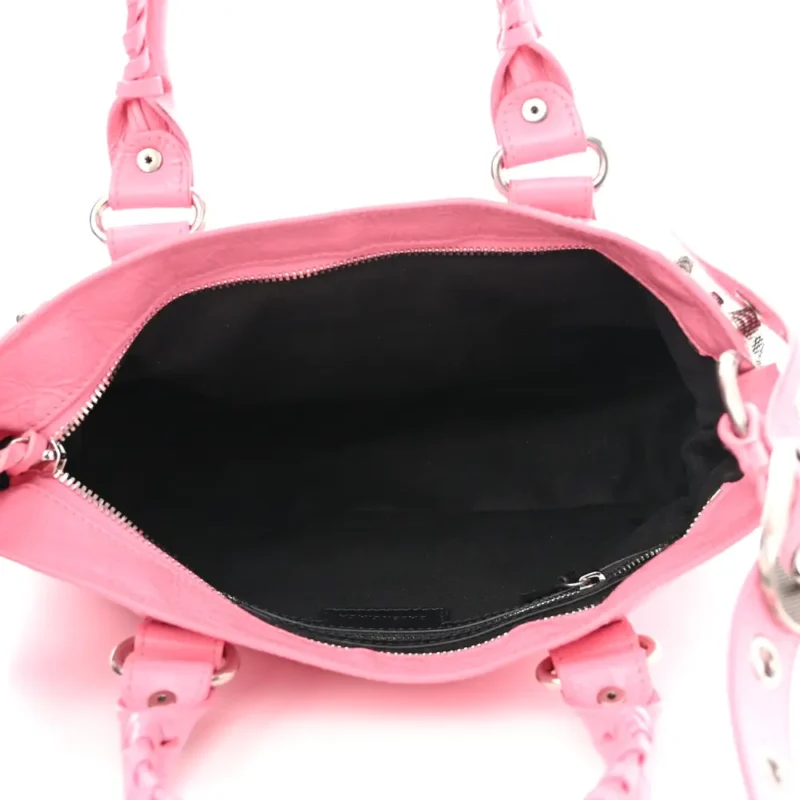 BALENCIAGA MINI NEO CAGOLE SHOULDER BAG CANDY PINK AGNEAU ARENA LEATHER SILVER HARDWARE - Image 7