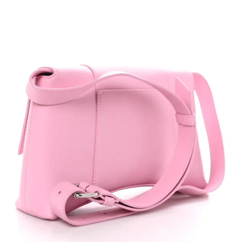 BALENCIAGA XS DOWNTOWN SHOULDER BAG CANDY PINK SEMI-SHINY SMOOTH CALFSKIN LEATHER SILVER HARDWARE - Image 3