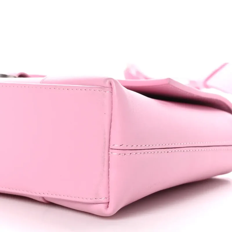 BALENCIAGA XS DOWNTOWN SHOULDER BAG CANDY PINK SEMI-SHINY SMOOTH CALFSKIN LEATHER SILVER HARDWARE - Image 4