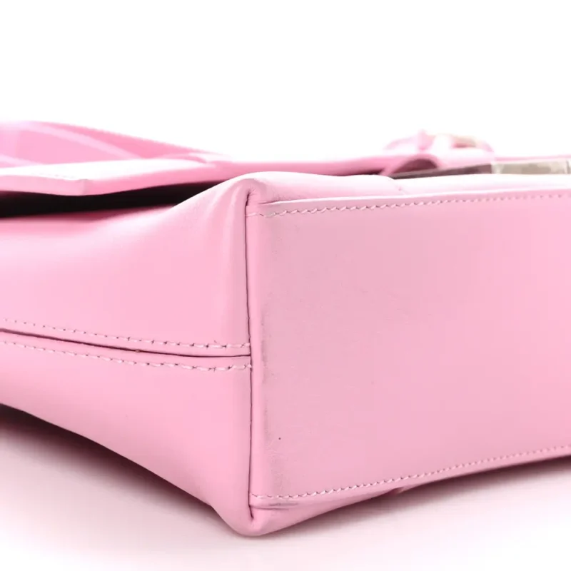 BALENCIAGA XS DOWNTOWN SHOULDER BAG CANDY PINK SEMI-SHINY SMOOTH CALFSKIN LEATHER SILVER HARDWARE - Image 5