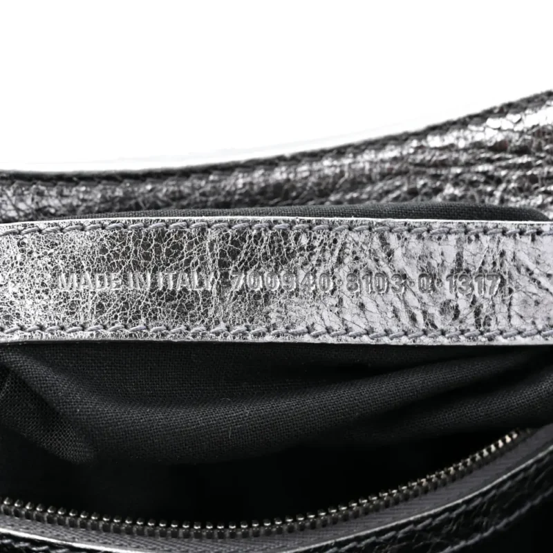 BALENCIAGA XS CRYSTAL NEO CAGOLE HANDBAG SILVER AGNEAU ARENA LEATHER SILVER HARDWARE - Image 7