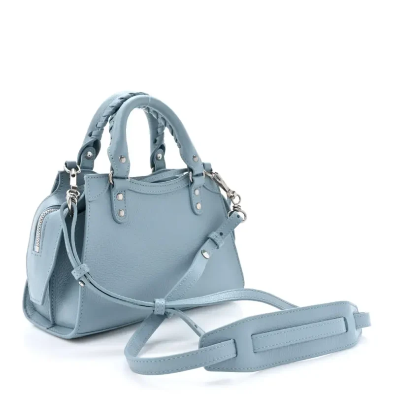 BALENCIAGA MINI NEO CLASSIC CITY BLUE/GREY GRAINED CALFSKIN LEATHER SILVER HARDWARE - Image 2
