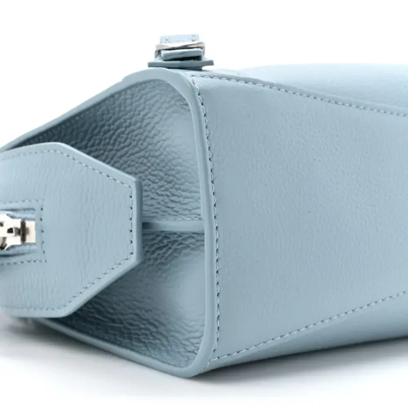 BALENCIAGA MINI NEO CLASSIC CITY BLUE/GREY GRAINED CALFSKIN LEATHER SILVER HARDWARE - Image 4