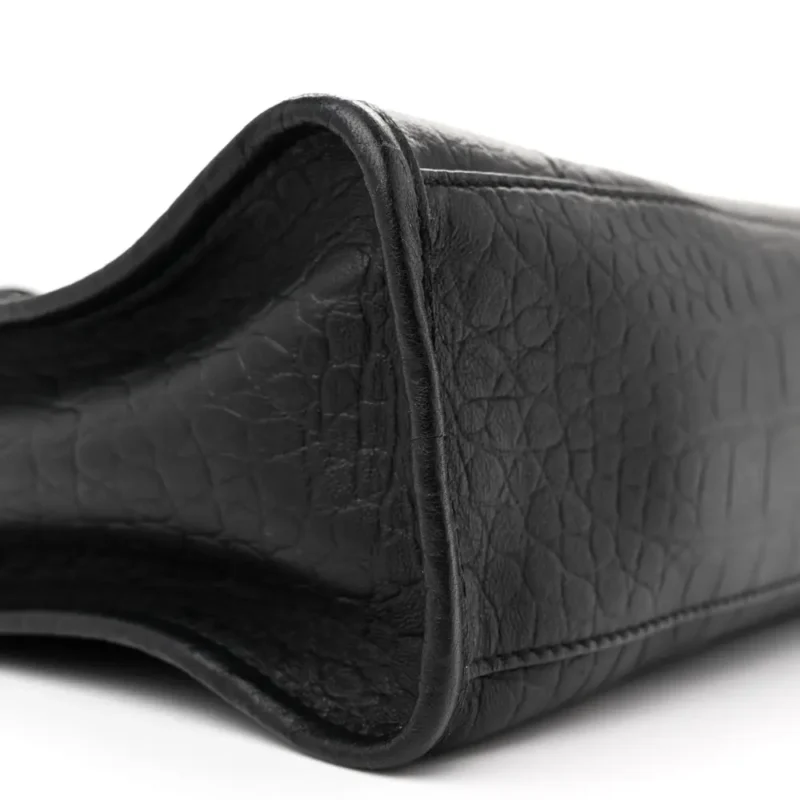 BALENCIAGA S CITY CLASSIC BLACK CROCODILE EMBOSSED MATTE SUPPLE LAMBSKIN LEATHER INCOGNITO HARDWARE - Image 5