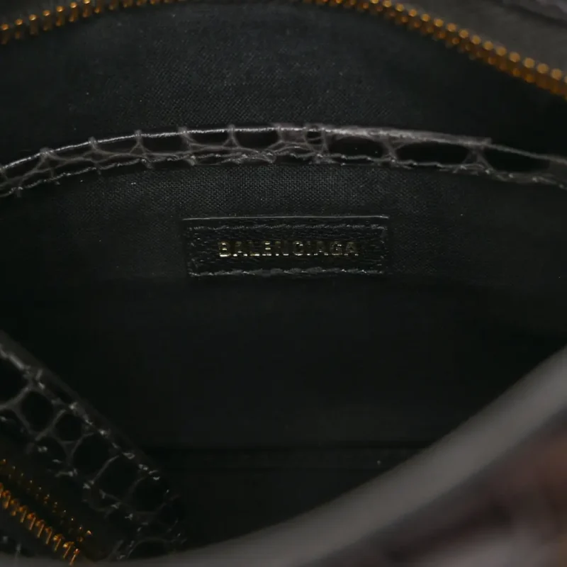 BALENCIAGA NANO CITY BAG DARK GREY CROCODILE EMBOSSED CALFSKIN LEATHER GOLD HARDWARE - Image 2