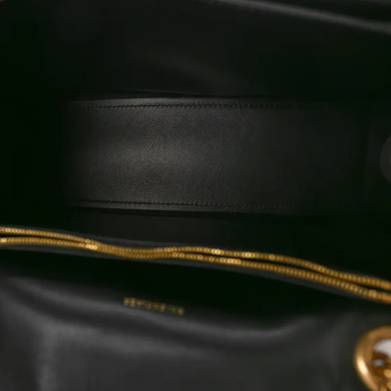 BALENCIAGA MEDIUM CRUSH CHAIN BAG BLACK QUILTED CRUSHED CALFSKIN LEATHER GOLD HARDWARE - Image 7