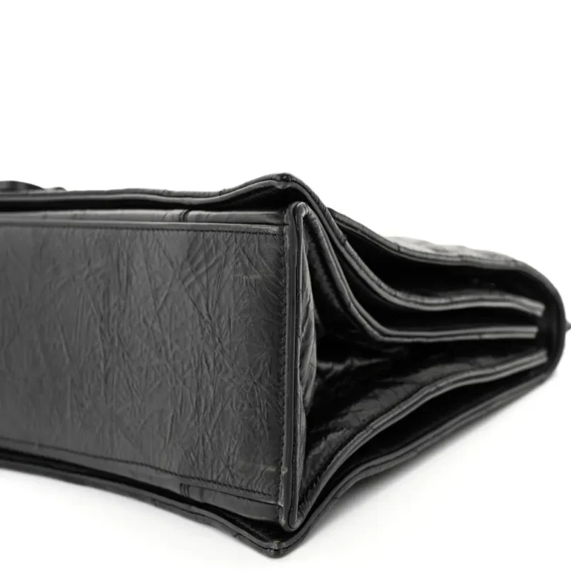 BALENCIAGA MEDIUM CRUSH CHAIN BAG BLACK QUILTED CRUSHED CALFSKIN LEATHER BLACK HARDWARE - Image 4