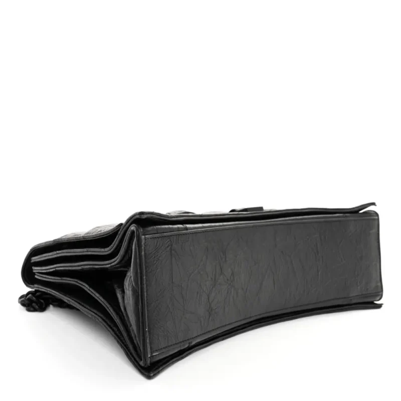 BALENCIAGA MEDIUM CRUSH CHAIN BAG BLACK QUILTED CRUSHED CALFSKIN LEATHER BLACK HARDWARE - Image 6