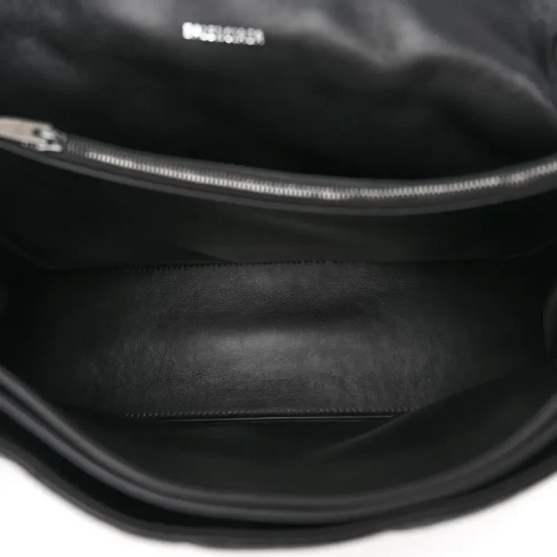BALENCIAGA MEDIUM CRUSH CHAIN BAG BLACK QUILTED CRUSHED CALFSKIN LEATHER BLACK HARDWARE - Image 7