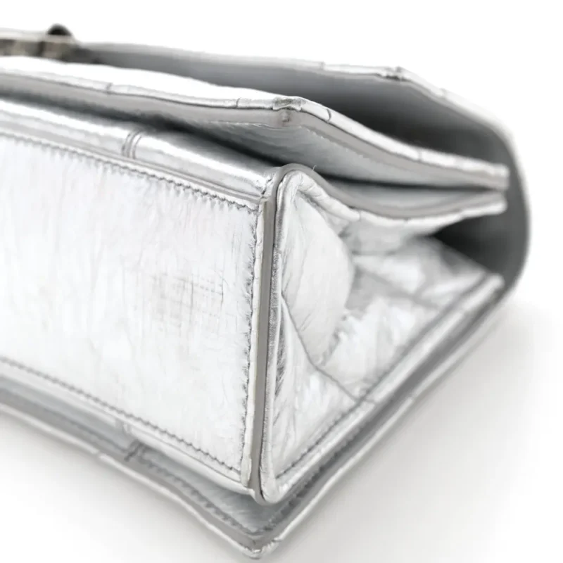 BALENCIAGA SMALL CRUSH CHAIN BAG BEIGE QUILTED CRUSHED CALFSKIN LEATHER SILVER HARDWARE - Image 5