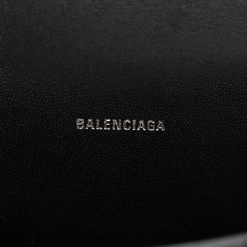 BALENCIAGA XS HOURGLASS TOP HANDLE BAG BLACK MONOCHROME CROCODILE EMBOSSED SHINY CALFSKIN LEATHER BLACK HARDWARE - Image 2