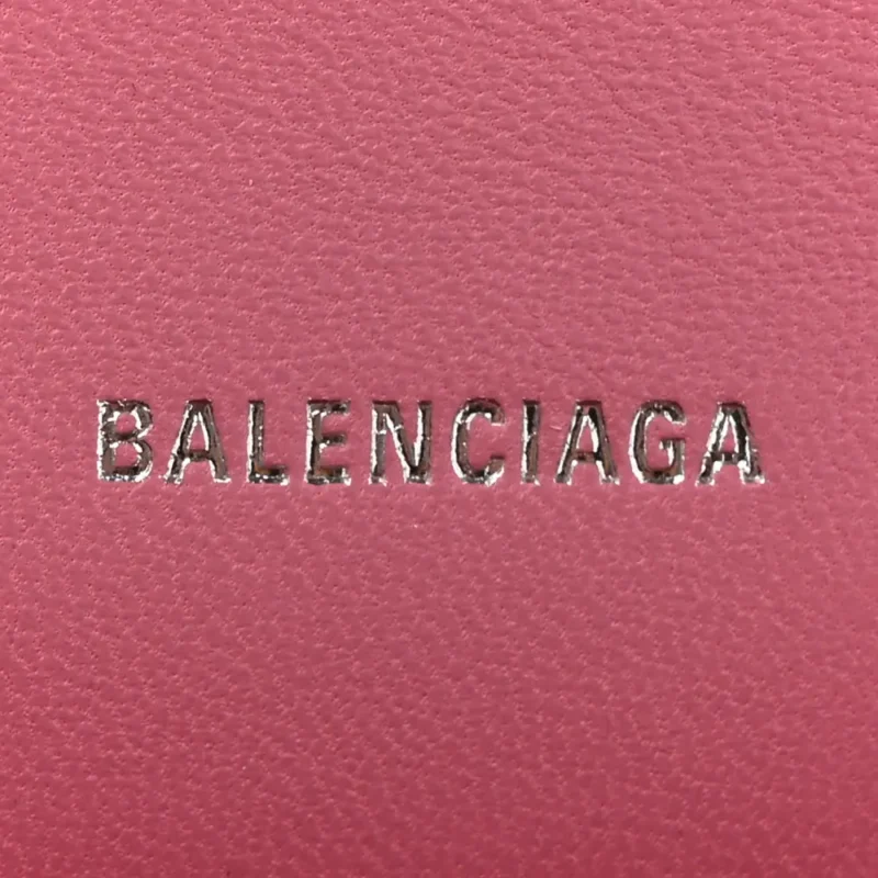 BALENCIAGA XS HOURGLASS WALLET ON CHAIN SWEET PINK SPARKLING FABRIC SILVER HARDWARE - Image 2