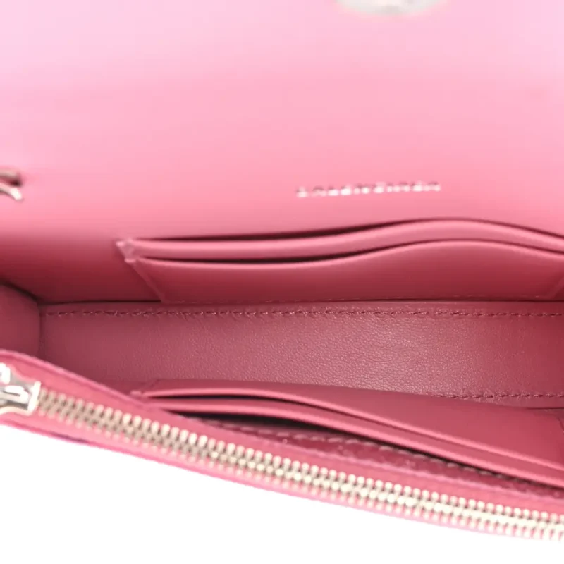 BALENCIAGA XS HOURGLASS WALLET ON CHAIN SWEET PINK SPARKLING FABRIC SILVER HARDWARE - Image 7