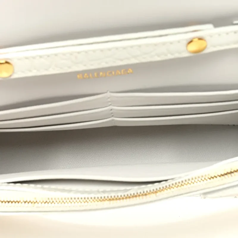 BALENCIAGA XS HOURGLASS CHAIN BAG WHITE CROCODILE EMBOSSED SHINY CALFSKIN LEATHER GOLD HARDWARE - Image 7