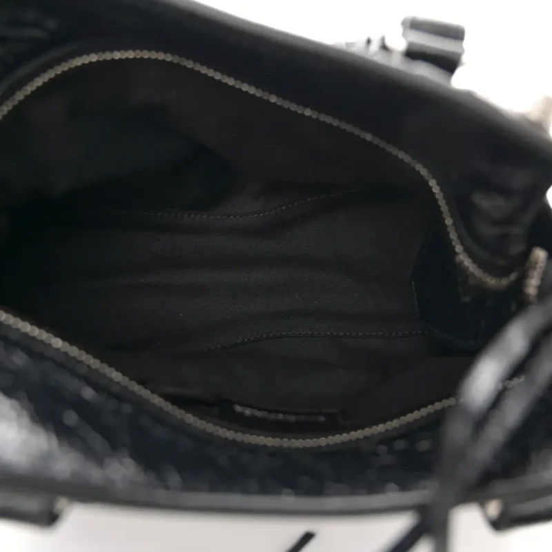 BALENCIAGA XS NEO CAGOLE HANDBAG BLACK AGNEAU ARENA LEATHER SILVER HARDWARE - Image 7