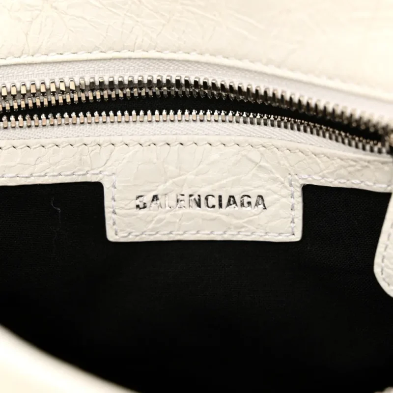 BALENCIAGA XS NEO CAGOLE HANDBAG OPTIC WHITE AGNEAU ARENA LEATHER SILVER HARDWARE - Image 2