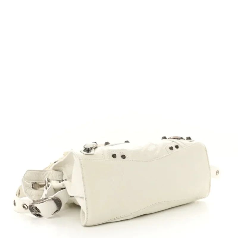 BALENCIAGA XS NEO CAGOLE HANDBAG OPTIC WHITE AGNEAU ARENA LEATHER SILVER HARDWARE - Image 6