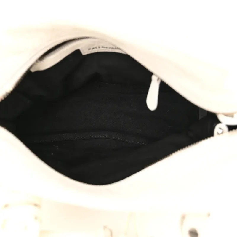 BALENCIAGA XS NEO CAGOLE HANDBAG OPTIC WHITE AGNEAU ARENA LEATHER SILVER HARDWARE - Image 7