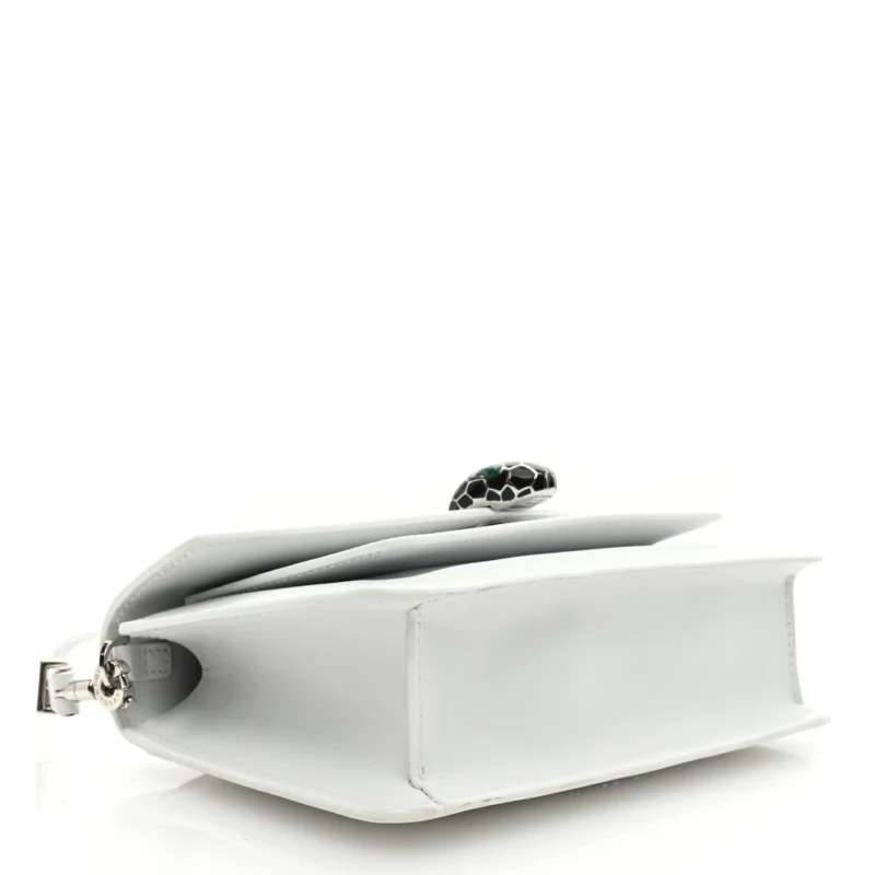 BVLGARI MEDIUM SERPENTI FOREVER EAST WEST SHOULDER BAG OPAL GREY CALFSKIN LEATHER SILVER HARDWARE - Image 6